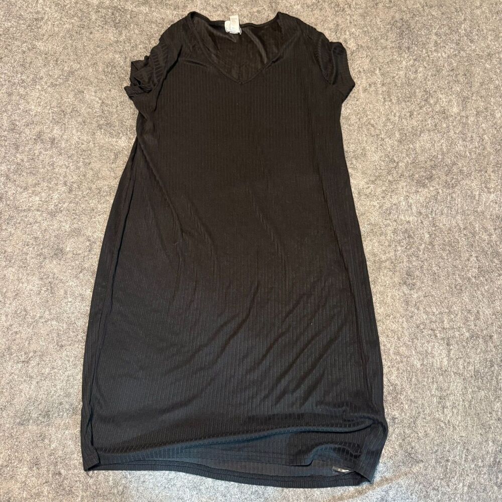 Just Be Womens Shirt Dress Size XL Jet Black Long Maxi Shift Polyester Blend